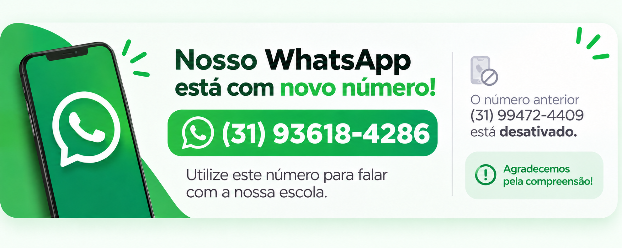 novo número de WhatsApp  31 9 3618 4286